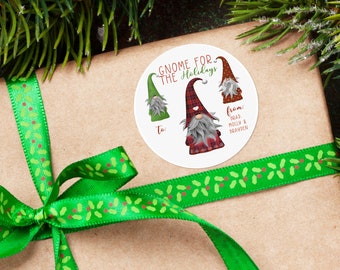 Personalized Christmas Tags, Personalized Gift Labels, Christmas Stickers, Custom Holiday Stickers, Christmas Labels, Gnome For The Holidays