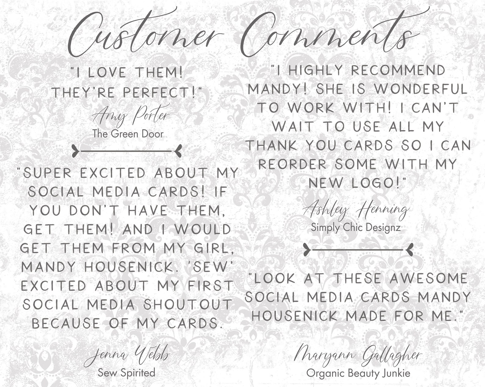 Social Media Cards Etsy Review Cards Etsy Thank You Notes Etsy