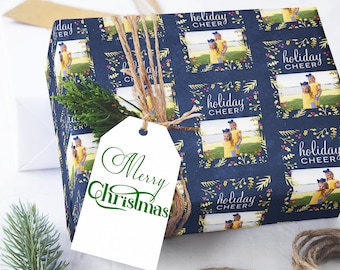 Custom Wrapping Paper, Photo Christmas Wrapping Paper, Photo Wrapping Paper,  Blue Wrapping Paper, Photo Holiday Gift Wrap, Personalized