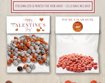 Basketball Valentines Day Cards, Personalized Valentines Day Bag Toppers,  Printed Valentines, Valentines Cards, Kids Basketball Valentines