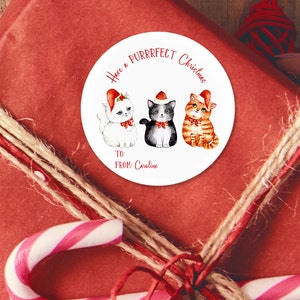 Personalized Cat Stickers, Personalized Gift Labels, Cat Lover Stickers, Holiday Gift Tags, Personalized Labels, Custom Christmas Stickers