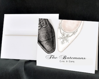 Wedding Notecards, Personalized Wedding Stationery, Thank You Cards, Bride Notecards, Wedding Shoes, Bridal Shoe, Wedding Stationary