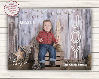 Photo Christmas Cards, Peace Love Joy Christmas Cards, Photo Wrapping Paper, Printed Photo Christmas Cards, Holiday Photo Cards