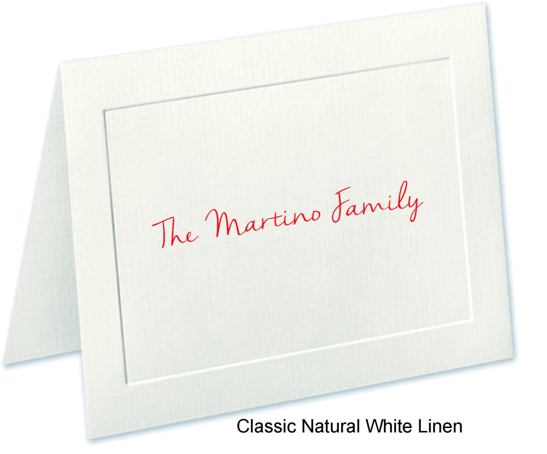 FAMILY NOTECARDS Stationery Cursive Names GRAY