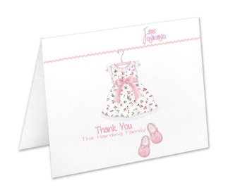 Baby Girl Thank You Cards, Personalized Baby Note Cards, Baby Dress, Stationery Set, Baby Shower, Newborn Thank You Cards, New Baby Cards