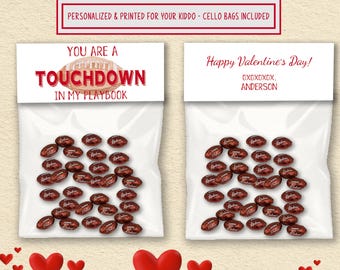 Football Valentines Day Cards, Personalized Bag Toppers, Valentines Bag Toppers, Football Bag Toppers, Kids Football Valentines