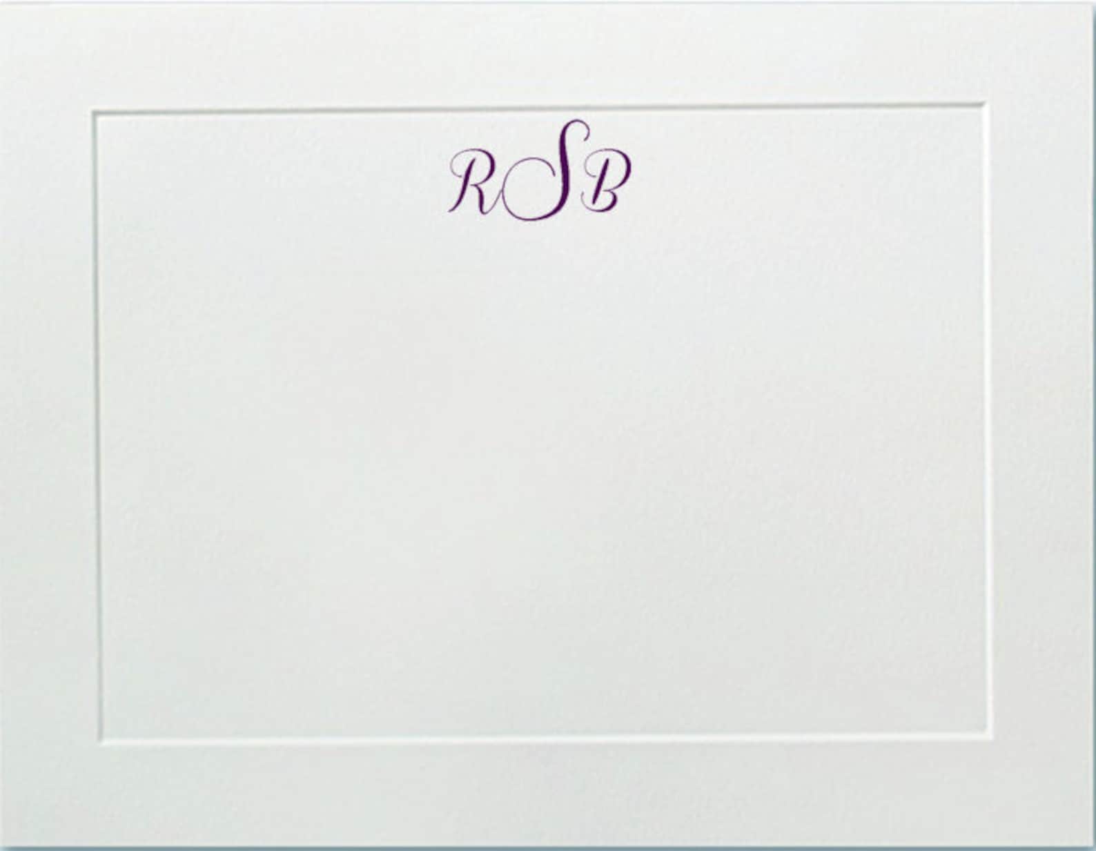 Embossed Panel Monogrammed Personalized Flat Note Cards, Stationery ...