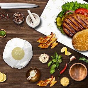 Food Wraps, Food Safe Paper, Food Tray Liner, Food Truck Wedding, Butcher Paper, Custom Food Liners, Food Trays, Taco Wraps, Sandwich Wraps