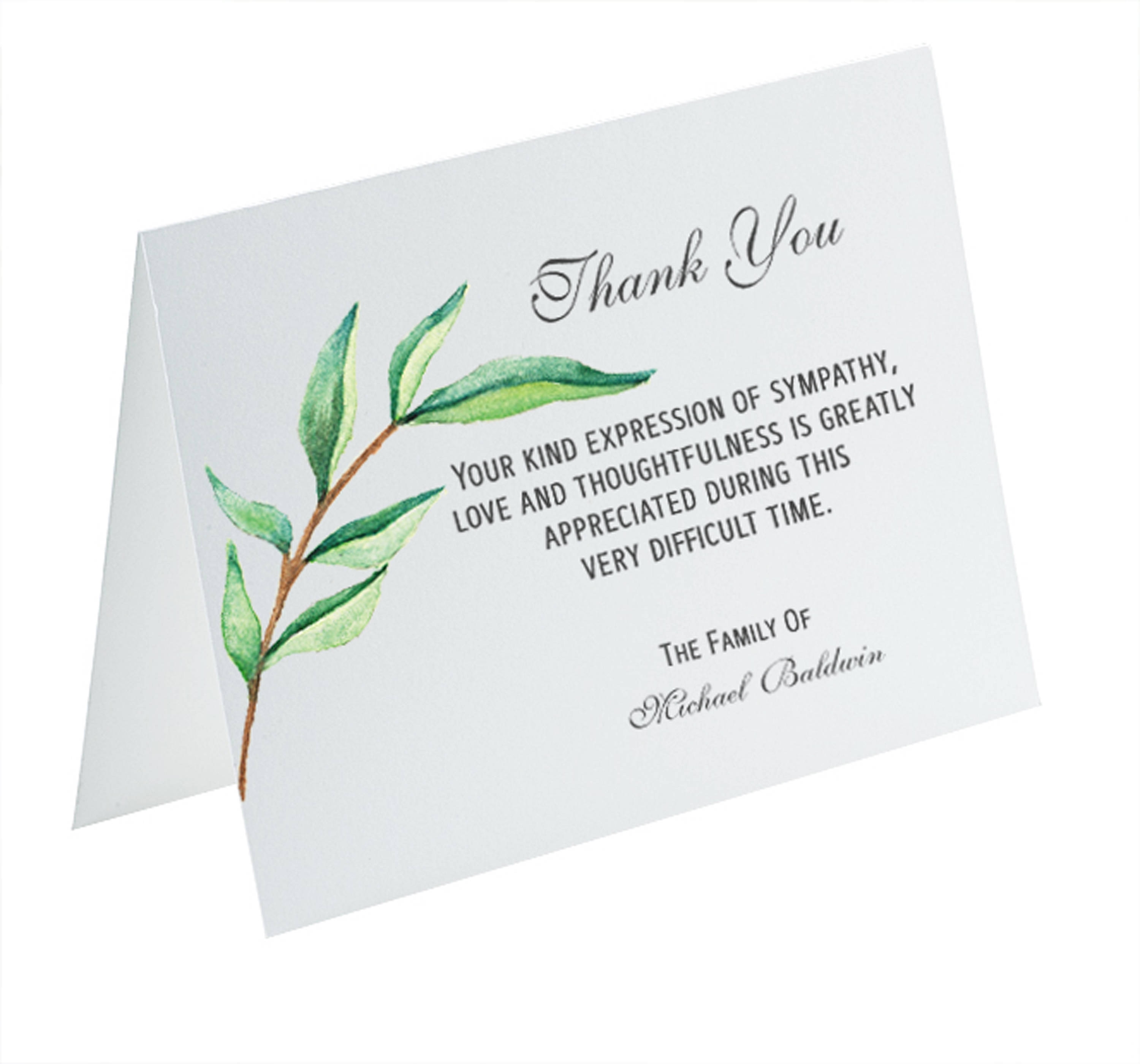 Same Day Funeral Thank You Cards Printing