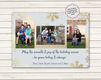 Gold Photo Christmas Cards, Personalized Christmas Cards, Christmas Picture Card, Printed Photo Christmas cards, Custom Printed Photo