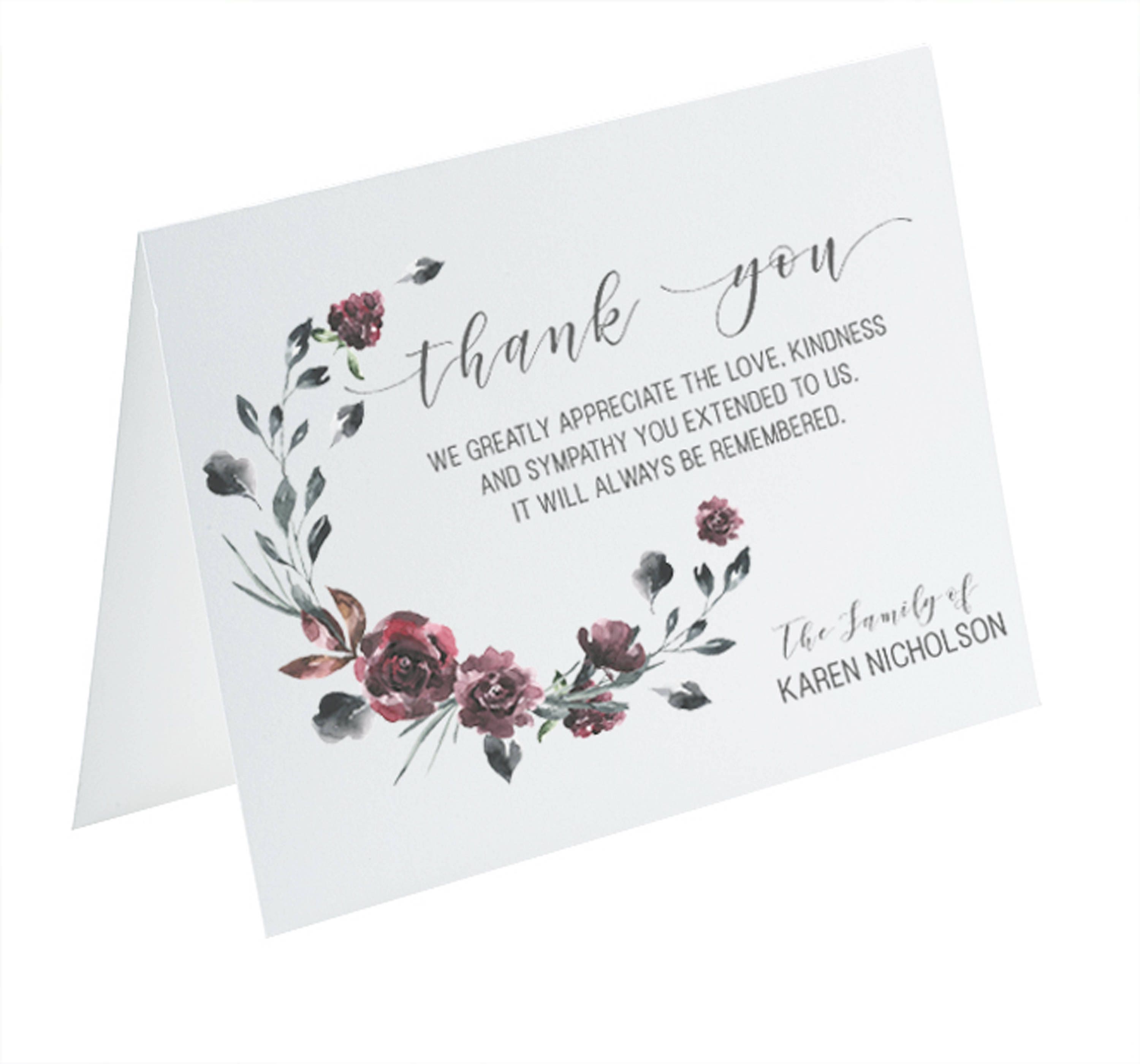 Sympathy Acknowledgement Cards Bereavement Cards Funeral Thank You