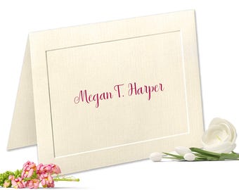 Embossed Panel Personalized Note Cards, Linen Notecards, Personalized Stationery Set, Thank You Cards, Linen Stationary Set, Linen Custom