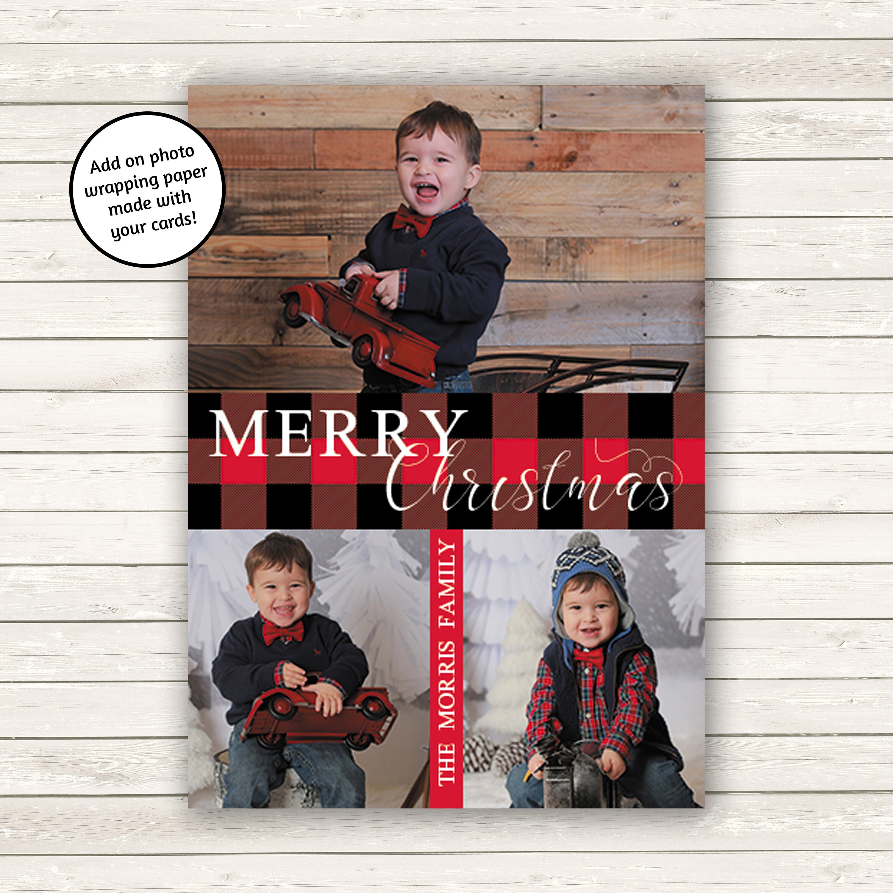 buffalo plaid photo christmas cards