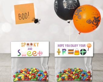 Halloween Bag Toppers, Halloween Treat Bags, Gift Bags, Personalized Candy Bags, Printed Bag Toppers, School Gifts, Goodie Bags