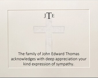 Sympathy Acknowledgement Cards, Funeral Thank You Cards, Cross Funeral Cards, Christian Bereavement Cards, Flat Funeral Cards