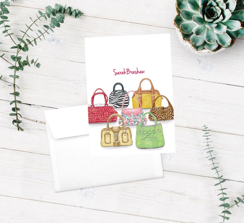 Personalized Note Cards Stationery Set Leopard Print Thank You Cards Handbags Note Cards Notecards Purse Lover Stationary Set