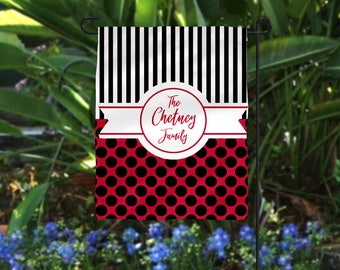 Garden Flag, Striped Garden Flag, Polka Dot Garden Flag, Red Garden Flag, Black Blue Flag, Personalized Flag, Personalized Garden Flag