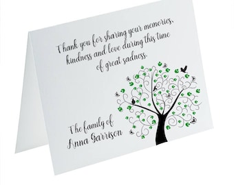 Funeral Thank You Cards, Sympathy Acknowledgement Cards, Bereavement Cards, Funeral Cards, Personalized Funeral Note Cards, Tree of Life