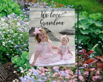 Photo Gift for Grandma, Photo Garden Flag, Nana Photo Gift, Personalized Flag, Grandmother Photo Gift, Mother's Day Photo Gift,