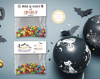 Halloween Treat Bags, Halloween Bag Toppers, Gift Bags, Personalized Candy Bags, Printed Bag Toppers, School Gifts, Goodie Bags