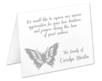 Funeral Thank You Cards, Bereavement Cards, Sympathy Acknowledgement Cards, Funeral Cards, Butterfly Funeral Cards, Butterfly Sympathy Cards