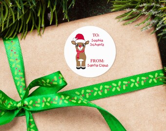 Christmas Tags From Santa, Personalized Gift Labels, Santa Christmas Stickers, Custom Holiday Stickers, Santa Claus Labels, Rudolf Stickers