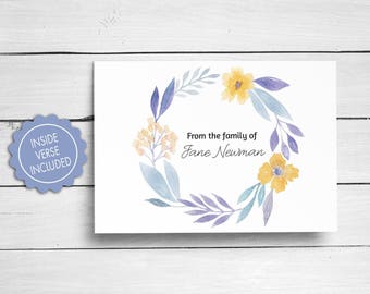 Sympathy Acknowledgement Cards, Funeral Thank You Cards, Bereavement Cards, Floral Funeral Cards, Personalized Funeral Note Cards