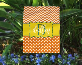 Garden Flag, Chevron Garden Flag, Polka Dot Garden Flag, Orange Garden Flag, Chevron Flag, Personalized Flag, Personalized Garden Flag