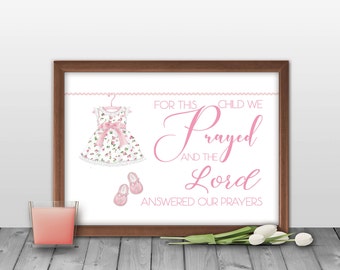 Baby Girl Nursery Decor, Newborn Gift, Baby Girl Gift, For This Child We Prayed And The Lord Answered, Baby Girl Shower Gift