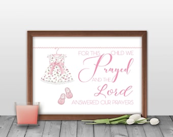 Baby Girl Nursery Decor, Newborn Gift, Baby Girl Gift, For This Child We Prayed And The Lord Answered, Baby Girl Shower Gift