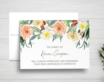 Funeral Thank You Cards, Sympathy Acknowledgement Cards, Bereavement Cards, Sympathy Thank Yous, Funeral Cards, Floral Sympathy Cards