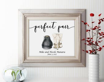 Personalized Wedding Print, Custom Wedding Gift, Perfect Pair Artwork, Personalized Wedding Gift, Wedding Shoes, Custom Anniversary Gift