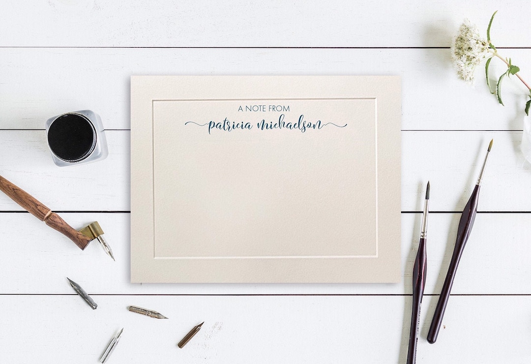 Personalized Stationery Set, Flat Note Cards, Embossed Panel Note Cards ...