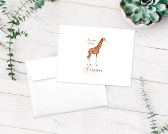 Giraffe Note Cards, Personalized Giraffe Stationery, Animal Lover Gift, Giraffe Lover Gift, Custom Notecards, Personalized Stationary