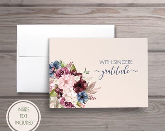 Funeral Thank You Notes, Personalized Sympathy Acknowledgement Cards, Bereavement Cards, Funeral Thank You Cards, Personalized Funeral Cards