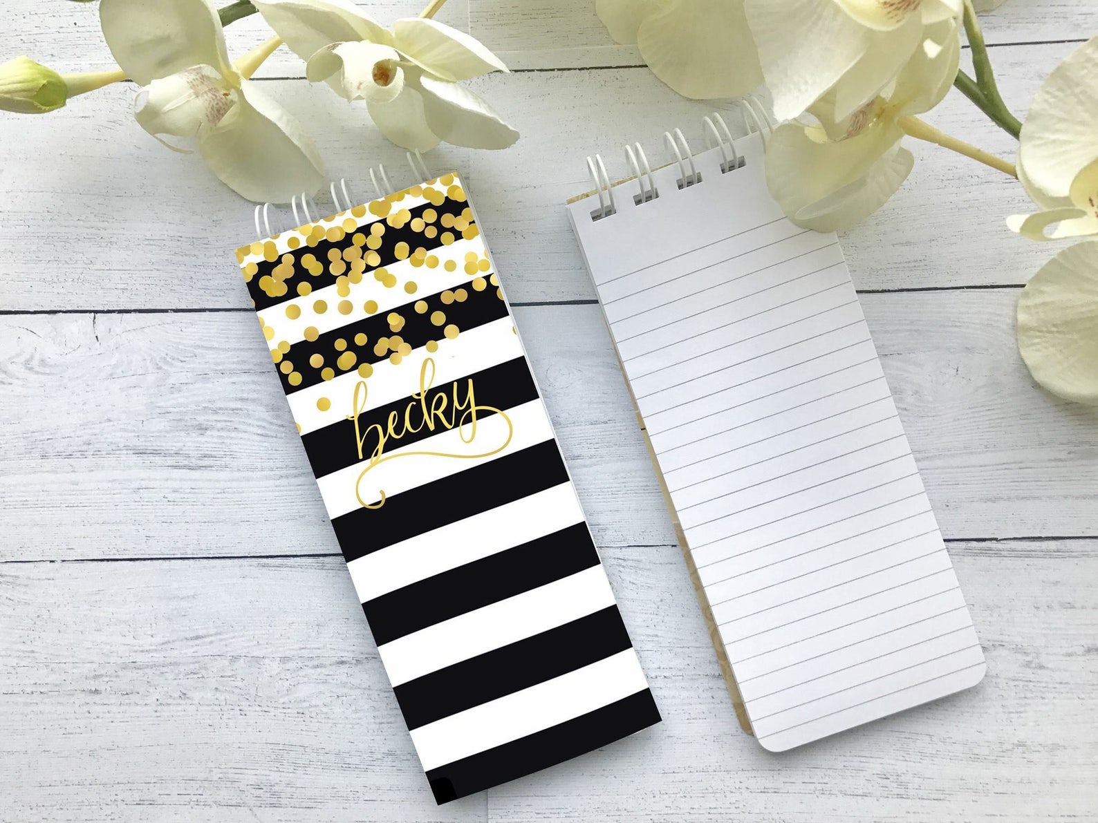 Trendy Notepad Black and White Notepad Set of 3 Personalized | Etsy