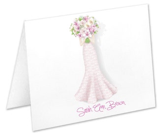 Personalized Bridal Shower Note Cards, Stationery Set, Thank You Cards, Wedding Dress, Wedding Flowers, Stationary, Notecards, Wedding Gown