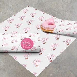 Papel apto para alimentos, papel de embalaje con logotipo, boda con food truck, carnicería de marca, láminas personalizadas para charcutería, envoltorios para sándwiches imagen 4