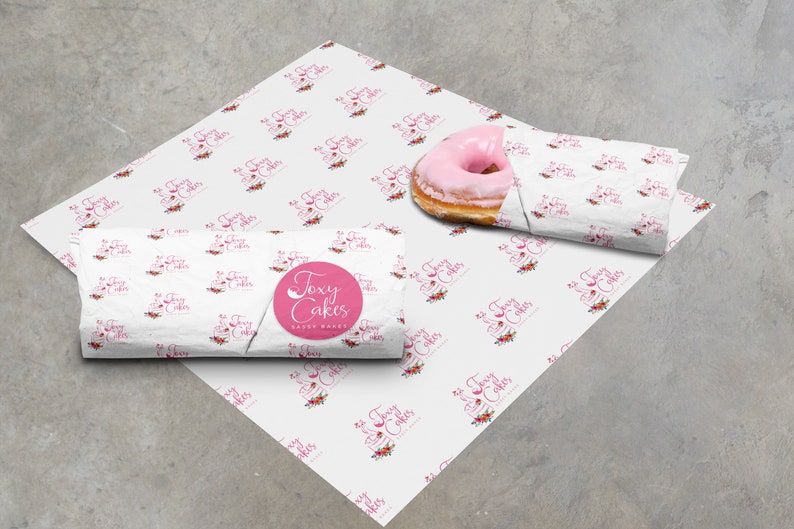 Papel apto para alimentos, papel de embalaje con logotipo, boda con food truck, carnicería de marca, láminas personalizadas para charcutería, envoltorios para sándwiches imagen 4