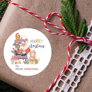 Christmas Tags From Santa, Personalized Gift Labels, Santa Christmas Stickers, Custom Holiday Stickers, Santa Claus Labels