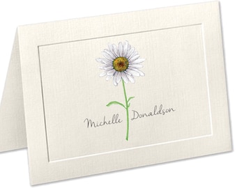 Daisy Personalized Stationery, Embossed Panel Note Cards, Linen Paper, Stationary Set, Flower Notecards, Daisy Stationary, Thank You Cards