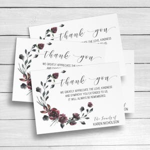 Sympathy Acknowledgement Cards, Bereavement Cards, Funeral Thank You Cards, Sympathy Thank Yous, Funeral Cards, Personalized Funeral Cards image 2