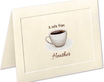 Coffee Lover Stationery, Coffee Cup Note Cards, Embossed Panel Personalized Note Cards, Coffee Stationary, Notecards, Coffee Lover Gift