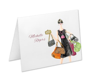 Purse Lover Gift, Purse Note Cards, Handbag Notecards, Gift For Her, Personalized Stationery, Thank You Cards, Custom Stationary Set