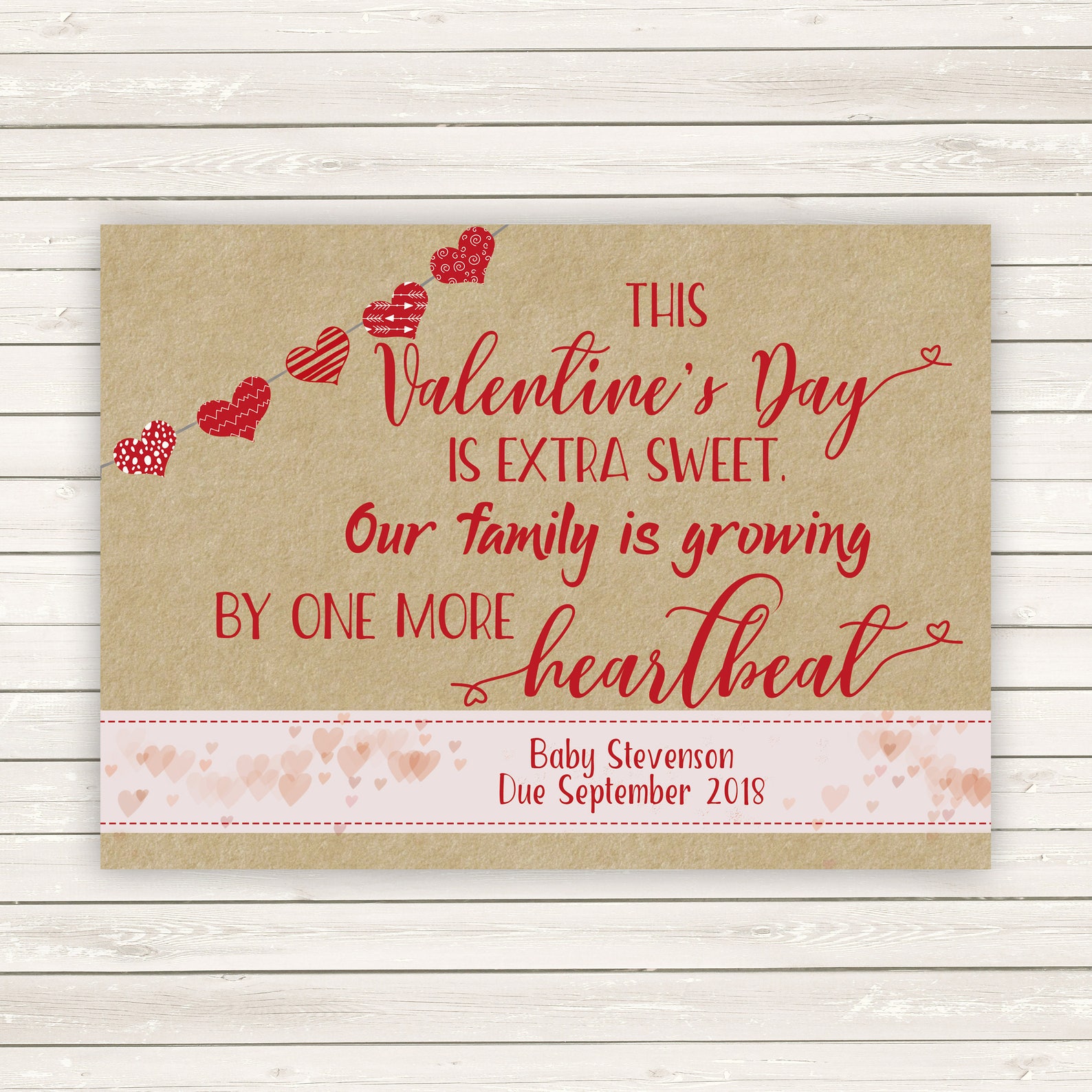 Valentine's Day Pregnancy Announcement card