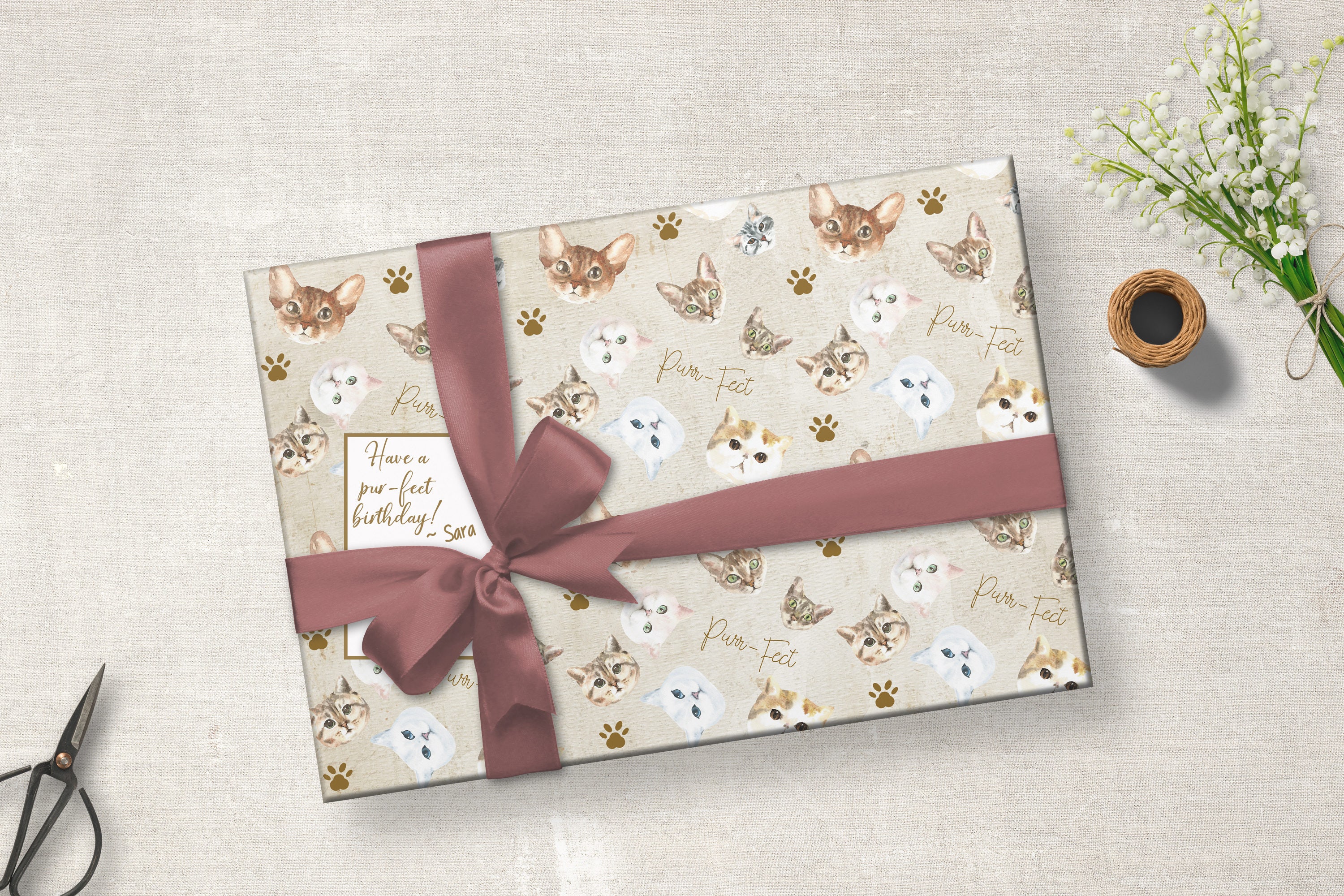 Cat Wrapping Paper, Kitty Wrapping Paper, Cat Lover Gift, Crazy Cat Lady, Cats Wrapping Paper