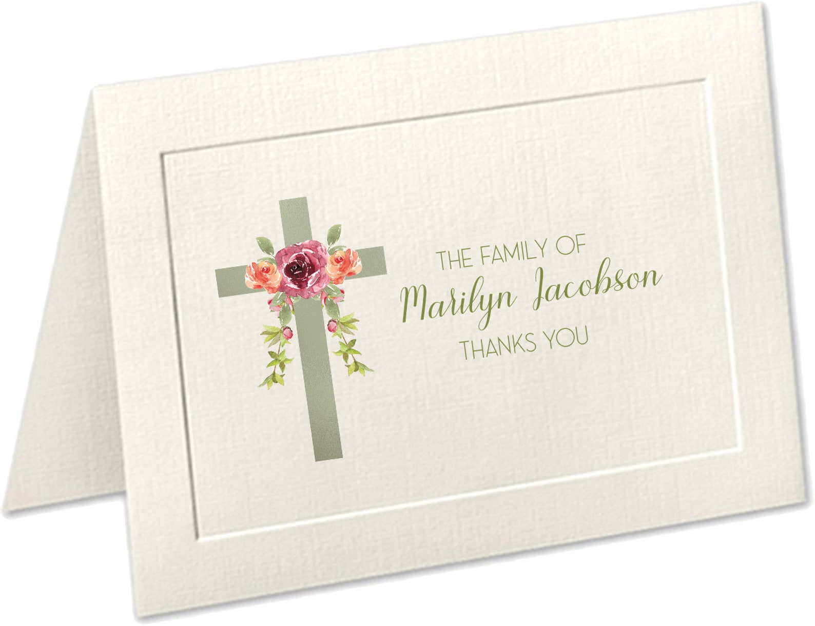 Personalized Sympathy Acknowledgement Cards, Religious Funeral Thank