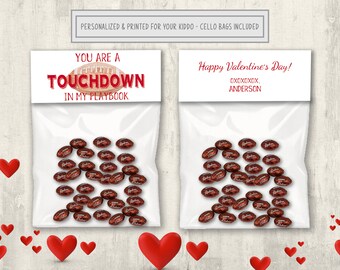 Football Valentines Day Cards, Personalized Bag Toppers, Valentines Bag Toppers, Football Bag Toppers, Kids Football Valentines