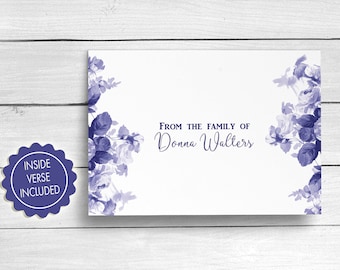 Funeral Thank You Cards, Bereavement Cards, Sympathy Acknowledgement Cards, Blue Floral Funeral Cards, Personalized Funeral Note Cards