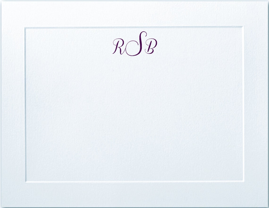 Embossed Panel Monogrammed Personalized Flat Note Cards, Stationery ...
